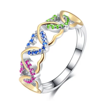 B JYA Retro Women Rings Baroque Style Luxury Rose Golden Flower Shape Wedding Ring Statement Jewellery Vintage Diamante Accessory - Цвет основного камня: B