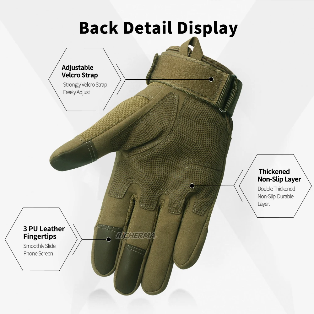 Мужские тактические перчатки с полным пальцем для мотокросса сенсорным экраном