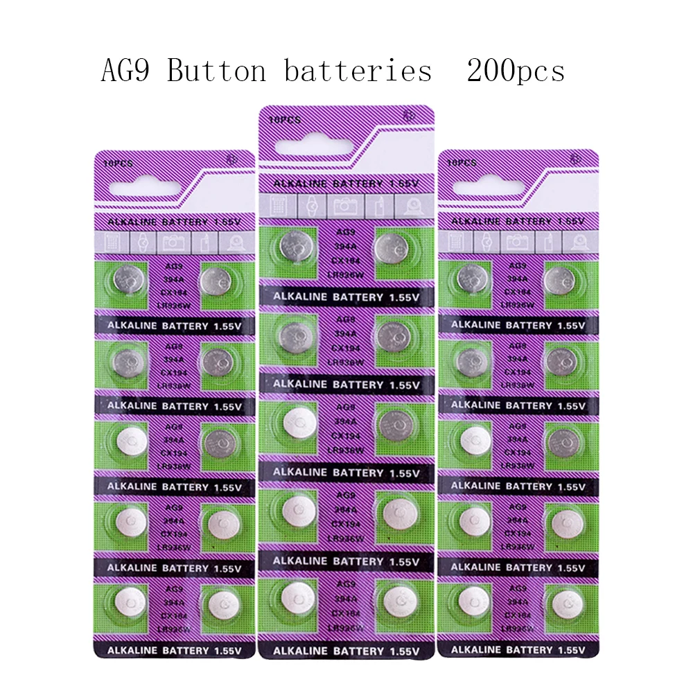 

200pcs / pack 45mAh AG9 SR936SW Watch Battery Coin Battery SR936 936A 194 394 394-1W 280-17 x10 1.55V Button Alkaline Battery