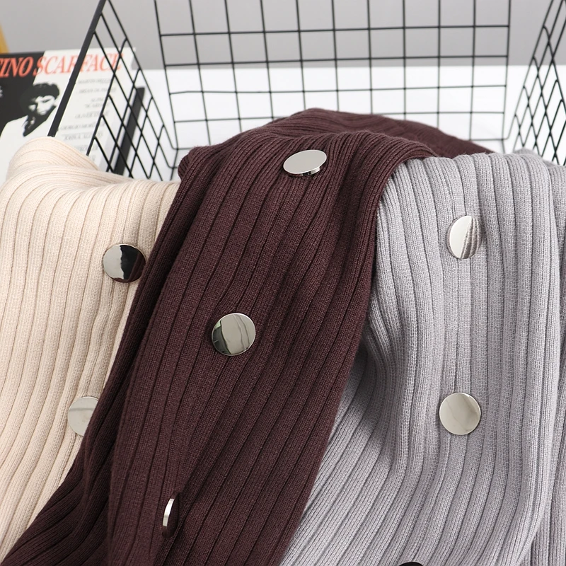 

Women Knitted Skirt Spring Autun Button Sexy Slim Bodycon Skirts Elastic High Waist Pencil Skirt Ribbed Long MIDI Skirt