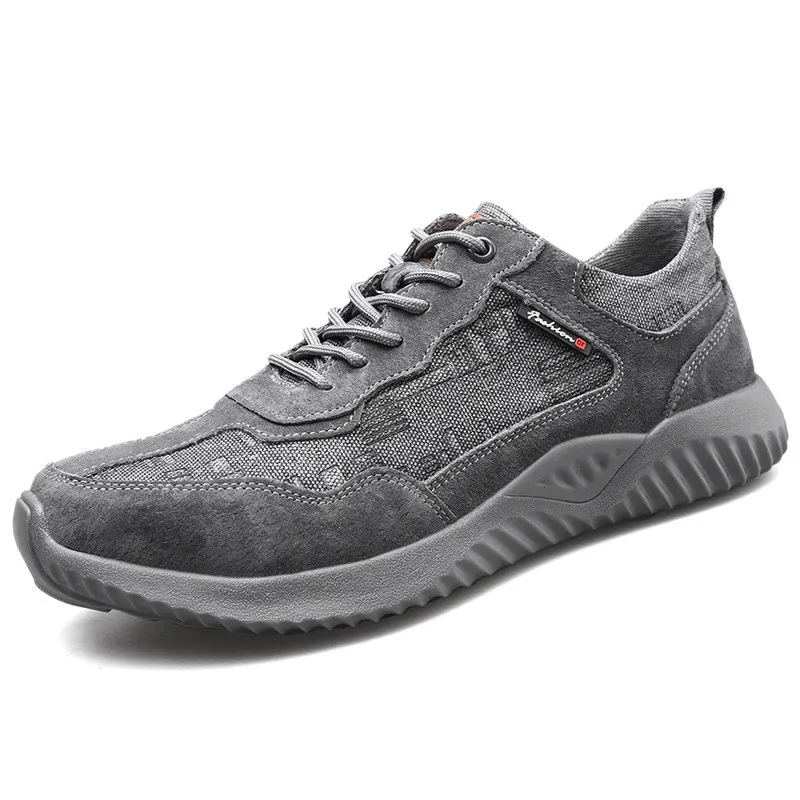 GREY low DEWBEST, дышащие, удобные, износостойкие, защитные ботинки, легкие, мужские, со стальным носком, унисекс, рабочие кроссовки - Цвет: GREY low