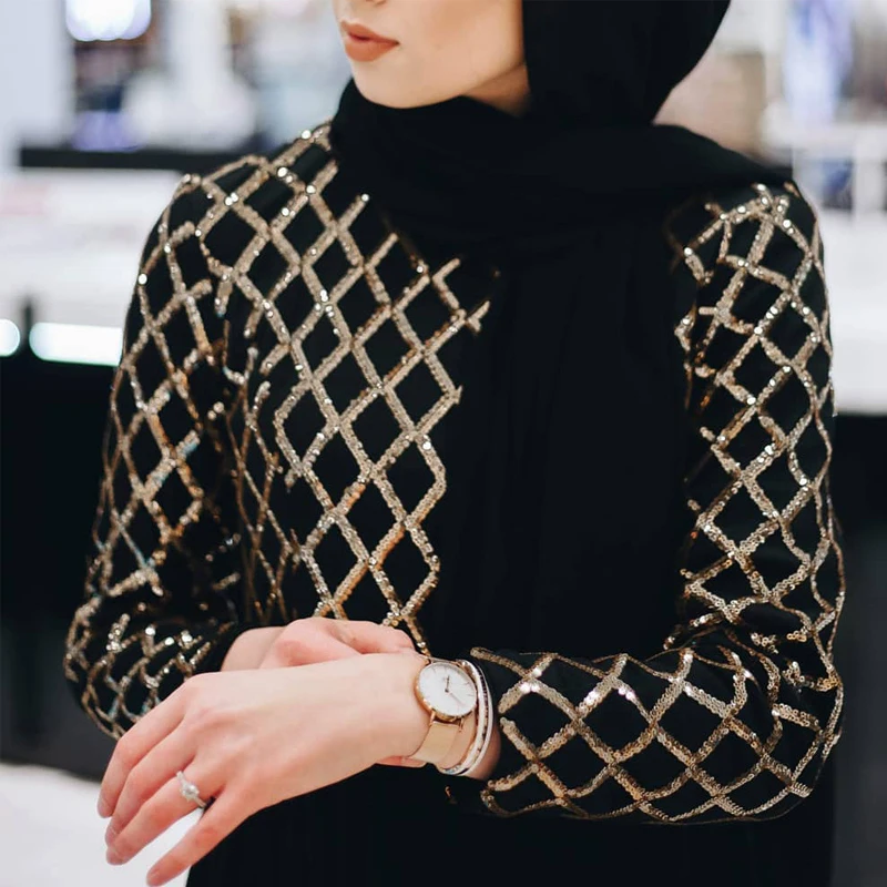 Мусульманское платье с блестками Abaya Дубай турецкий хиджаб Абая для женщин