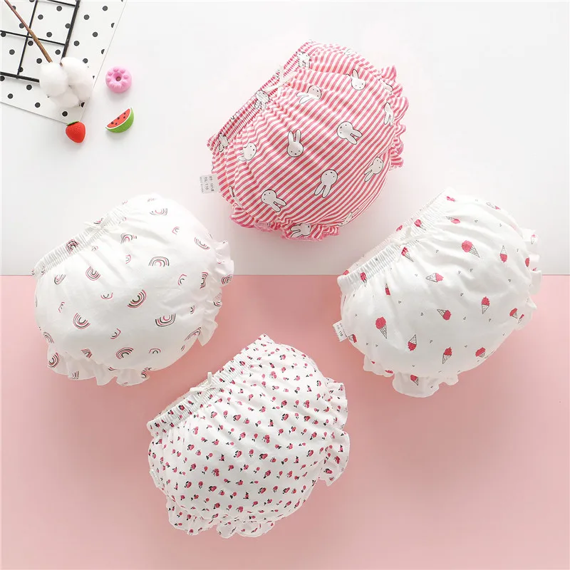 3 шт./лот детские трусики из 100% хлопка для девочек модные однотонные трусы в