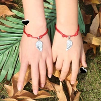red leather rope bracelet ladies best friend pendant men and women friendship adjustable bracelet charm jewelry gift 2020