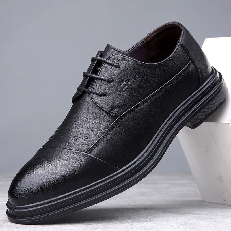

Fashion Leather Men Oxford Shoes Classic Lace-up Solid Male Shoes Office Casual Shoes Man Formal Wedding Business Oxfords Men