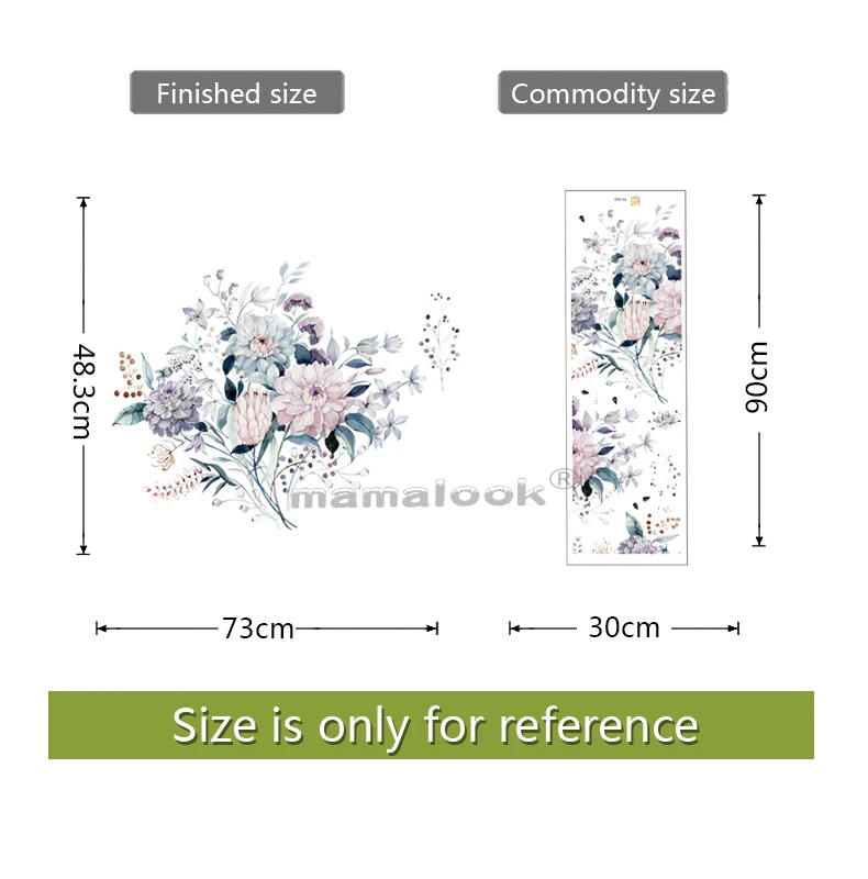 

water color flowers and plants wall stickers bedroom living room home background decoration mural removable stickers wallpaper