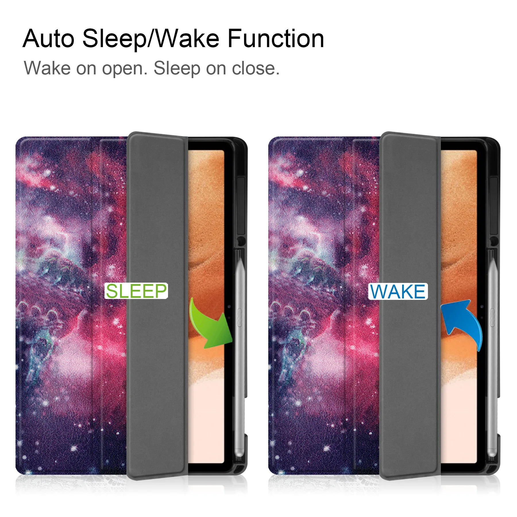 

For Samsung Tab S7 lite 12.4 "SM-T730/T735 Tablet PC Cover Smart Sleep Wake-up Cover with Pen Slot Soft Shell Leather Case TPU