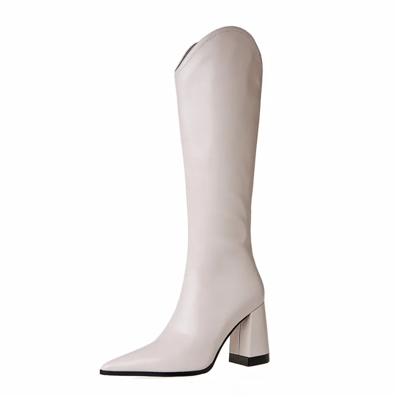

Boots v-mouth 2020 new thick heeled boots fashion middle tube boots versatile boots show thin in autumn and winter