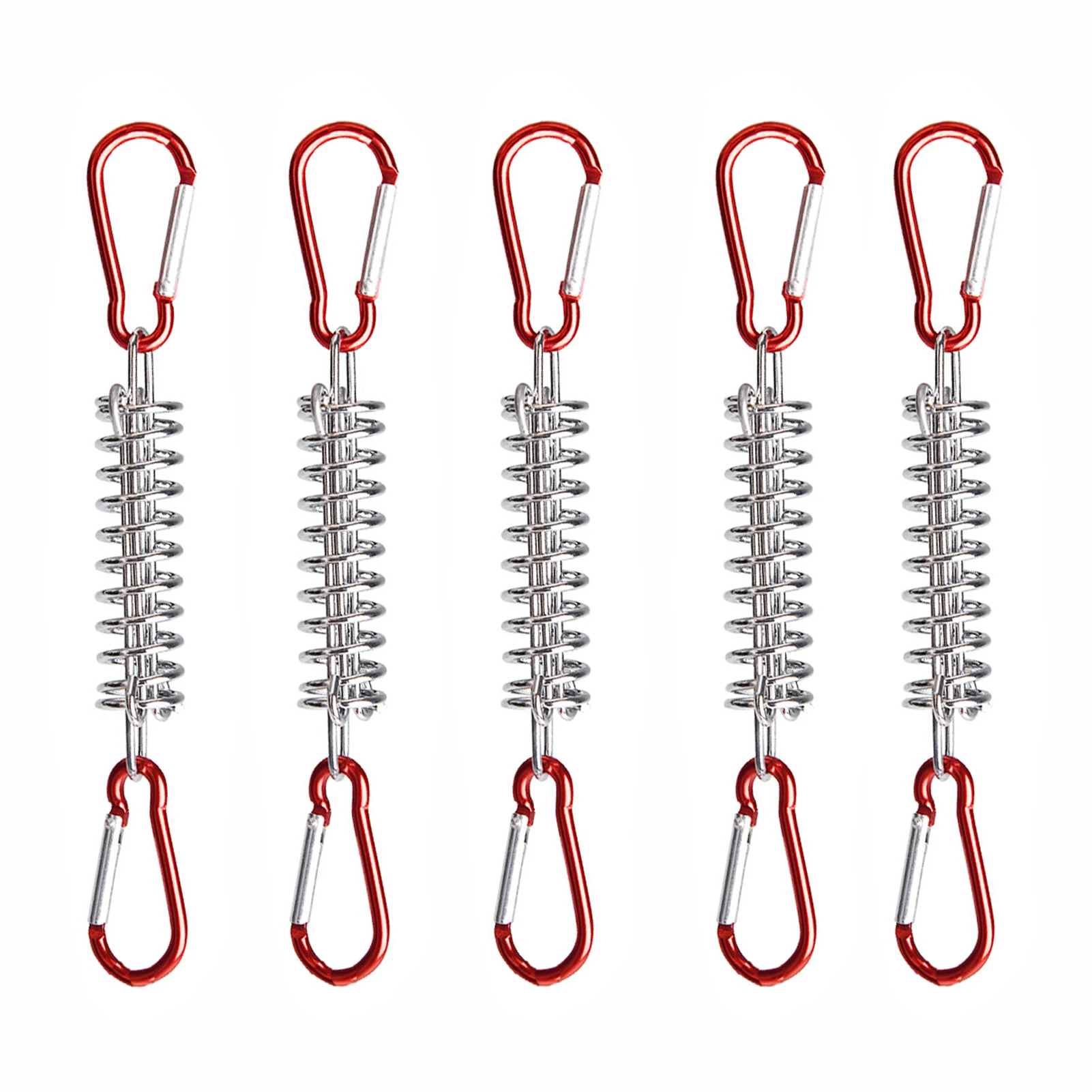 

5pcs Tent Rope Tightener Lightweight With Carabiner Spring Cord Tensioner Awning Protective Buckle Outdoor Camping Easy Install