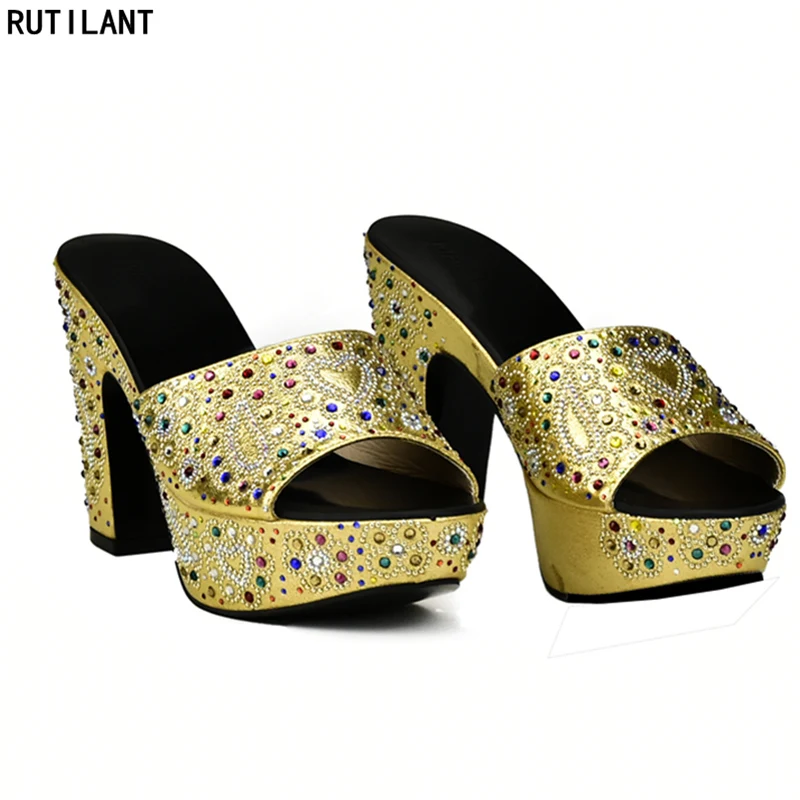 Новое поступление свадебные туфли золотого цвета для женщин модные женские