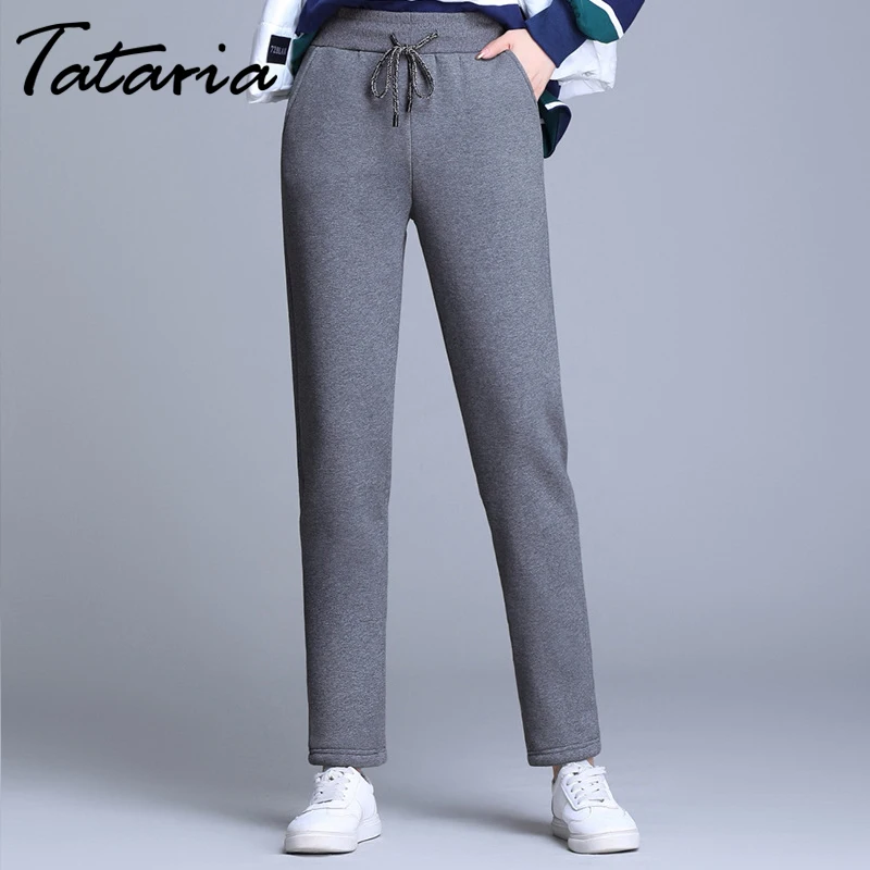 Tataria S 5XL размера плюс женские зимние теплые штаны для женщин бархатные плотные
