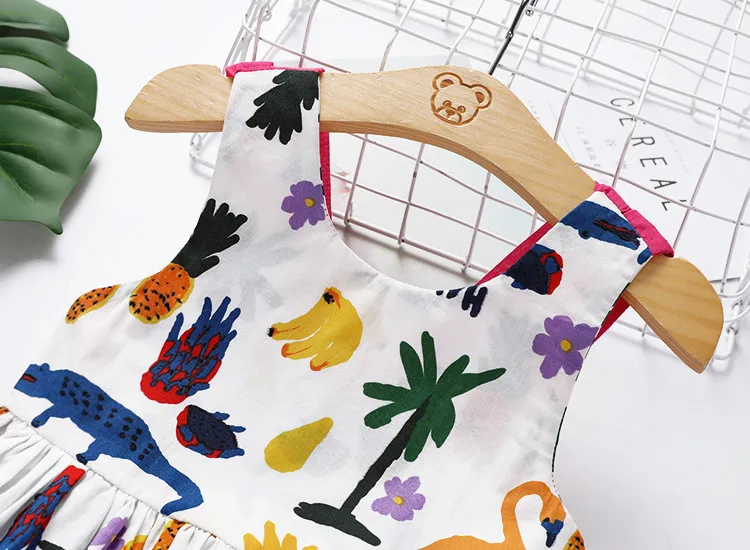 Детское летнее платье без рукавов с принтом кокосового дерева ананаса и бантом