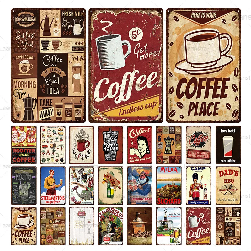 

Tin Metal Signs Main Coffee Vintage Poster Metal Sign Coffee House Wall Art Decor For Coffee House Club Bar Pub Iron Plate Brand