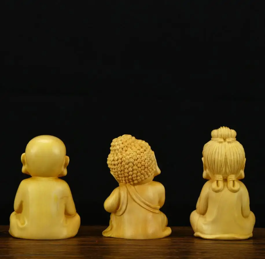 

Buddha Statue Wood Sakyamuni Boxwood Wooden Crafts Car Home Figurines Decor Little Meditation Monk Miniature Craft Tea Pet Art