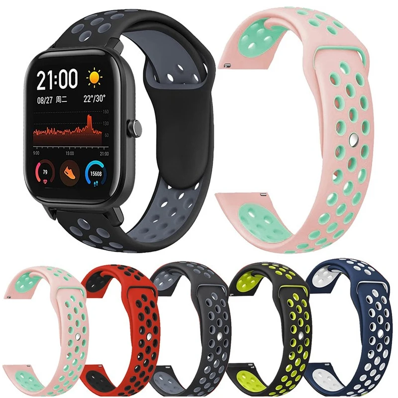 

20mm/22mm Silicone Correa For Amazfit Gts2/2e Strap Mini/Gtr 42mm/47mm/Gtr2/2e/Stratos 2/3 Watch Bracelet For Amazfit Bip Band