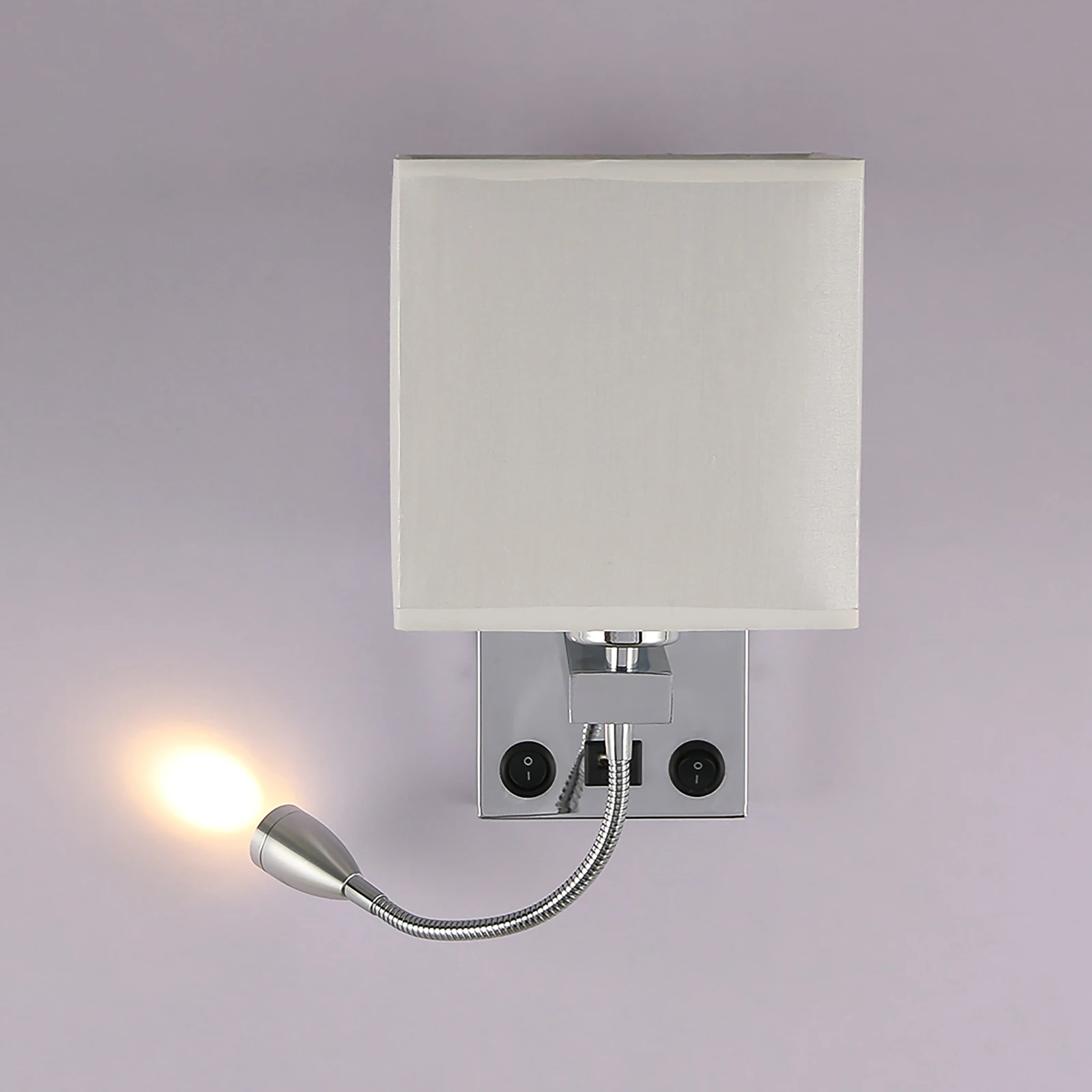

2 Lights 2 Switches LED 3W And E27 Lamp Holder European Style Led Fabric Bedside Wall Lamp LED Reading Rocker Wall Lamp