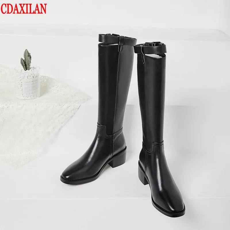 DAXILAN/новые женские ботинки мотоботы из натуральной коровьей кожи на молнии сзади