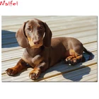 Алмазная живопись Собака Такса щенок Круглая Полная Картина 5D Новинка мозаика для творчества вышивка крестиком домашний декор подарки