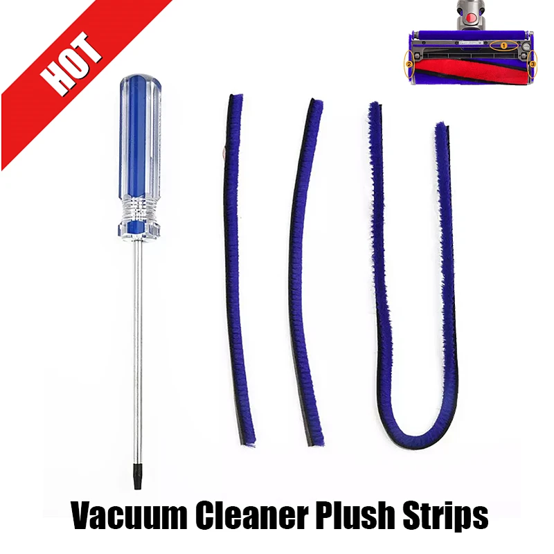 

4pcs/set Plush Strips For Dyson V7 V8 V10 V11 Vacuum Cleaner Soft Roller Head Soft Plush Strips Replacement Vacuum Cleaner parts