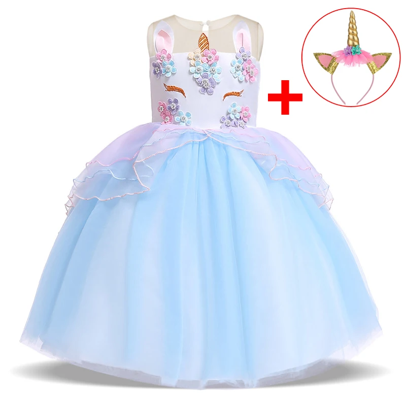 2022 Free Headband Summer Easter Unicorn Dress Kids Dresses For Girls Party Children Toddler Girl Clothes Princess L5066 | Детская
