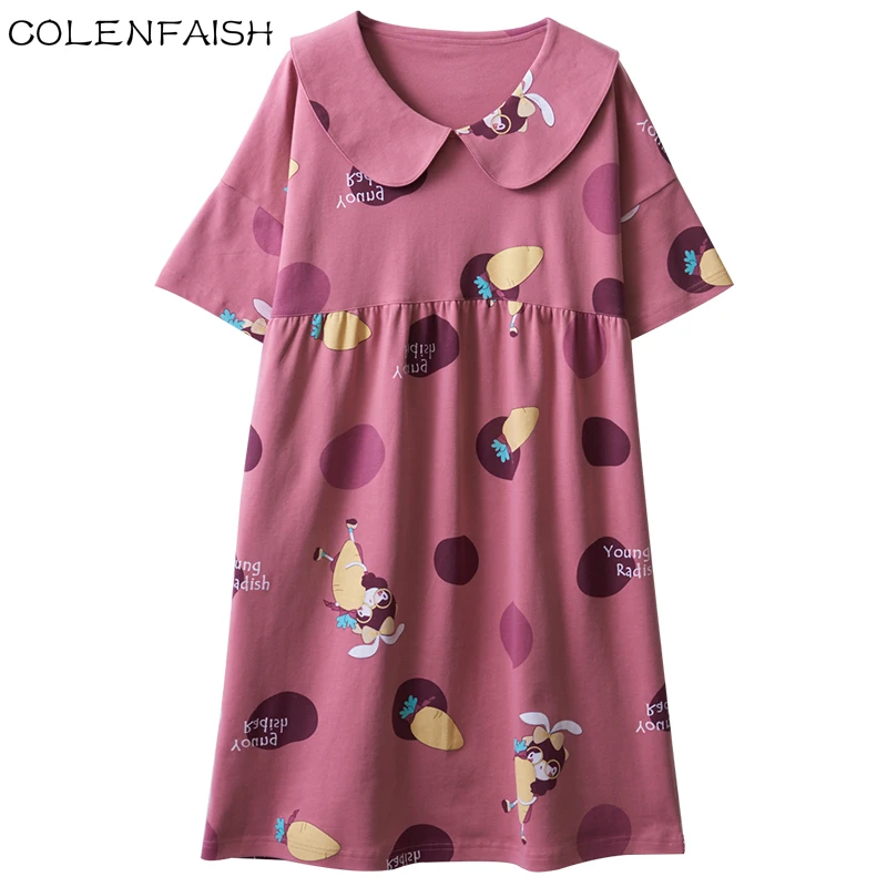 Горячая Распродажа хлопковая одежда для сна женская ночная рубашка мультяшная