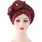 Новейшие африканские головные уборы Авто Geles Aso Oke, уже сделанные головные уборы, Сияющие Блестки, тюрбан, шапка для женщин, готовые женские головные уборы