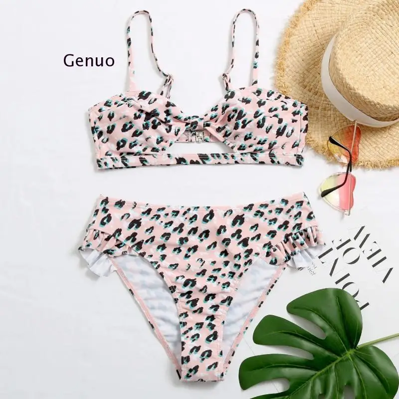 

Сексуальный леопардовый бикини, Женский комплект бикини с высоким вырезом, купальник, Бразильский купальный костюм, купальник с низкой тал...