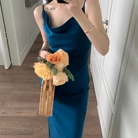 french style elegant satin dress women sexy spaghetti strap dress dress 2021 summer female vestidos