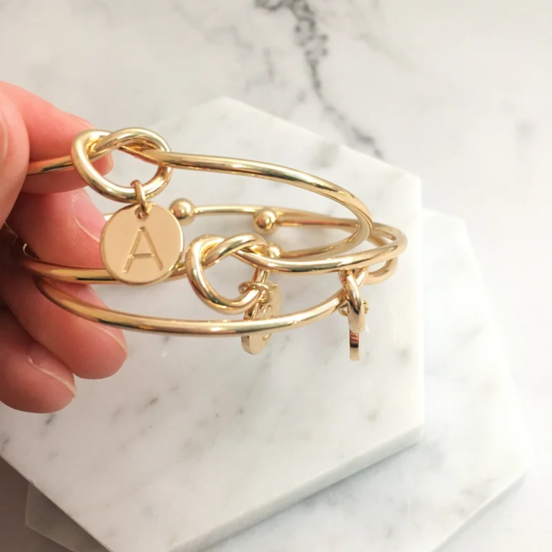 Женский браслет с 26 дисками буквами инициала узлом браслеты для женщин цвета