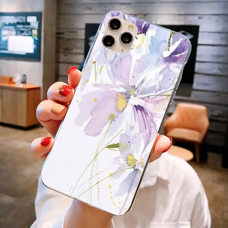 Милый чехол для телефона с акварельным цветком одуванчиком лотосом лавандой IphoneX