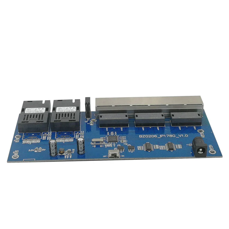 Волоконный коммутатор Ethernet 6 RJ45 2 SC оптический медиа конвертер одномодовый