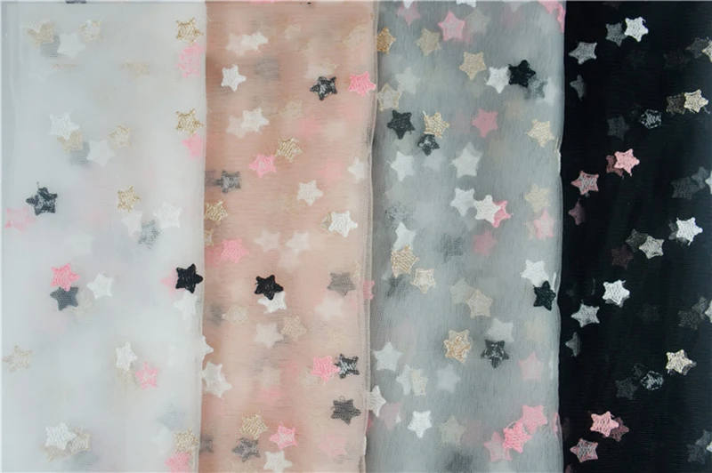 1/2 ярда вышитая сетчатая Тюлевая ткань с рисунком звезд для юбки пачки платья