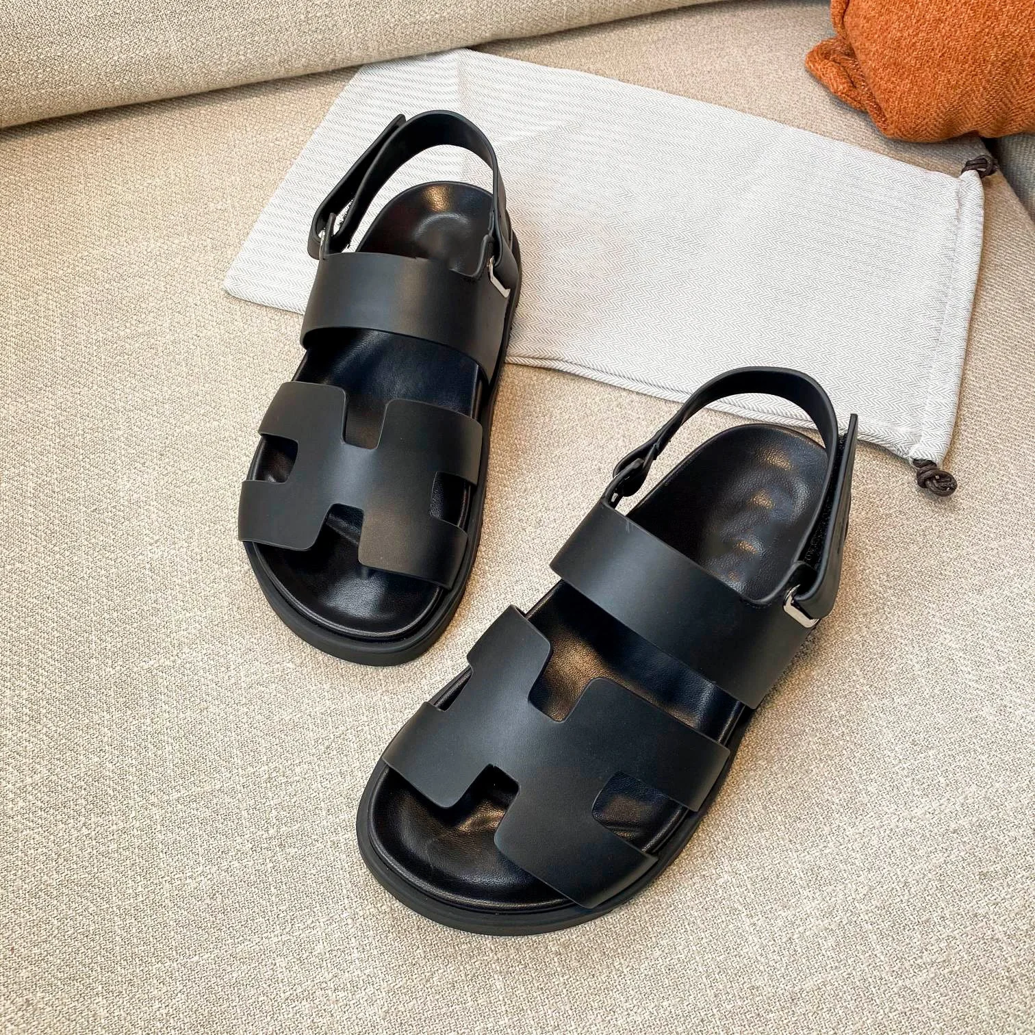 

2021 new fashion Velcro sports summer casual shoes leather platform sandals women's flats Genuine leather soft lady shoes