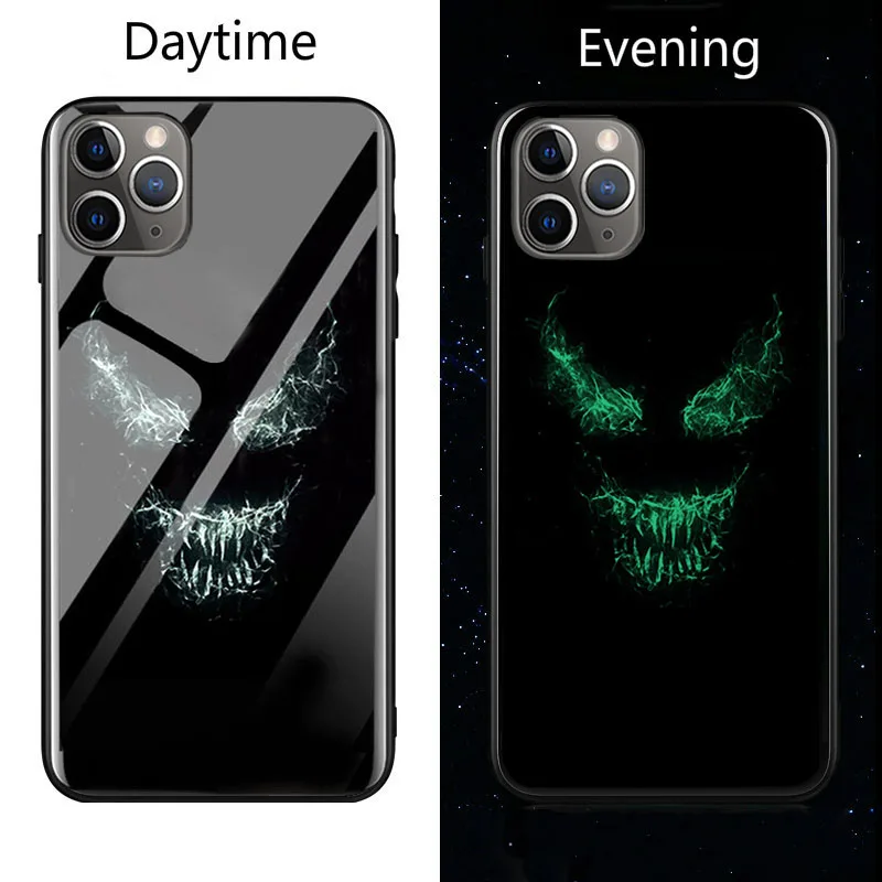 Marvel Бэтмен Веном чехол в виде светящегося стекла для iphone 11 Pro XS MAX XR X 7 8 6 6S Plus Мстители Черная пантера Железный человек чехол - Цвет: Venom2