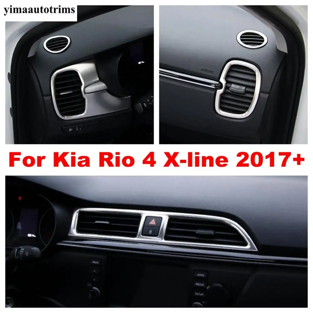 

Dashboard Front AC Air Conditioning Vents / Side / Middel Air AC Outlet Vent Stainless Steel Fit For Kia Rio 4 X-line 2017-2020