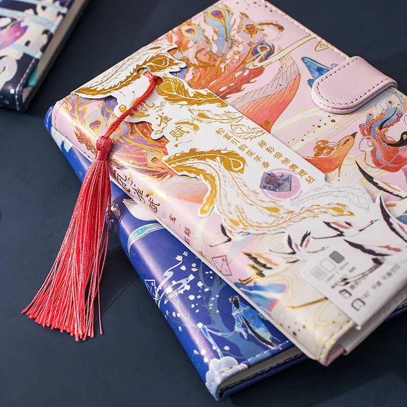 

Floral Bird And Moon Theme Creative PU Leather Journal Gift 13*18cm Lined+Blank Paper Notebook 196P School Office Supplies