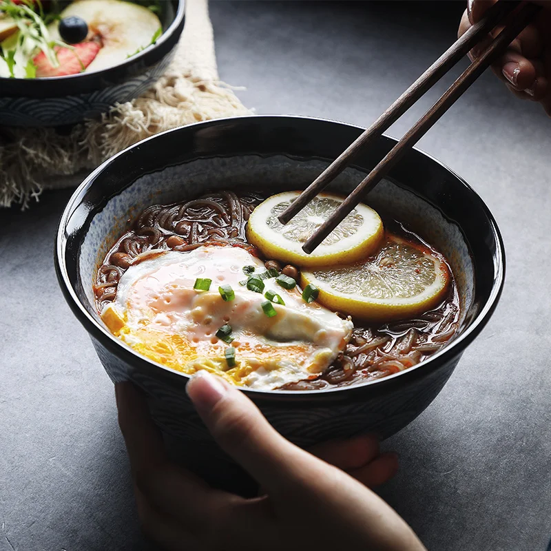 RUX мастерская японская Керамическая пиала для риса Ramen миска салат лапша суп чаша Ресторан Кухня Посуда Украшение Дома