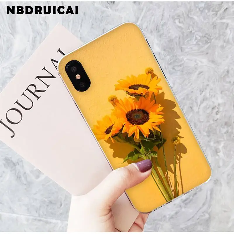 

NBDRUICAI Luxury Unique Yellow Sunflower Soft Transparent Phone Case for iPhone 11 pro XS MAX 8 7 6 6S Plus X 5 5S SE XR cover