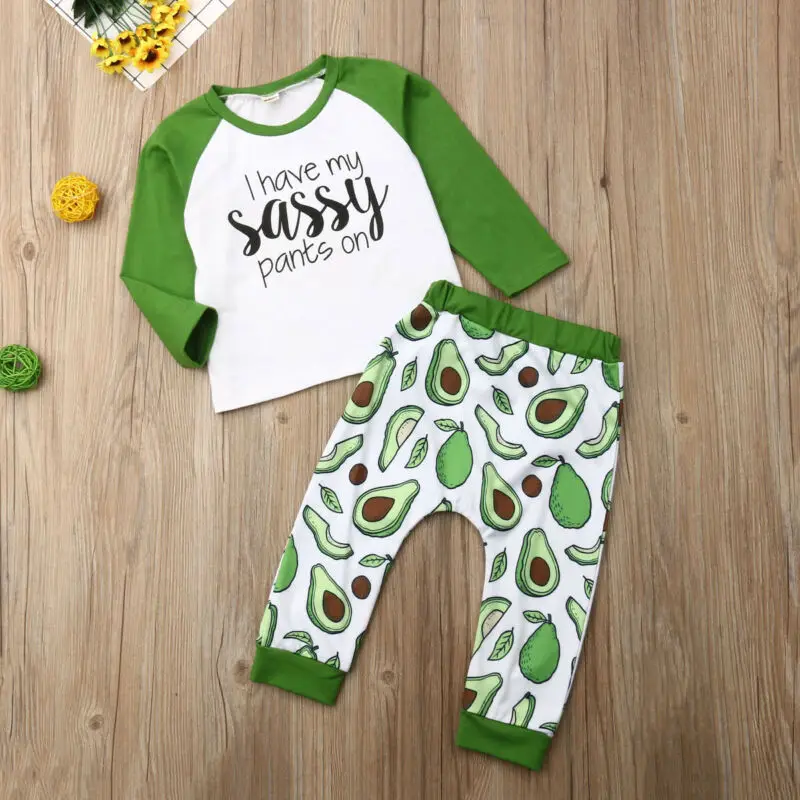 Коллекция 2019 года весенне-осенняя одежда для малышей зеленая с принтом авокадо