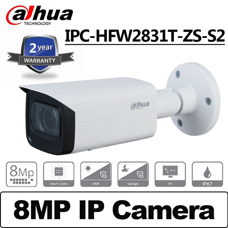 Ip-камера Dahua 8 Мп IPC-HFW2831T-ZS-S2 POE IR 60 м с вариофокальным расстоянием H.265 Встроенная