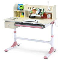 honeyjoy adjustable height kids study desk drafting table wbookshelfhutch pink hw67588pk