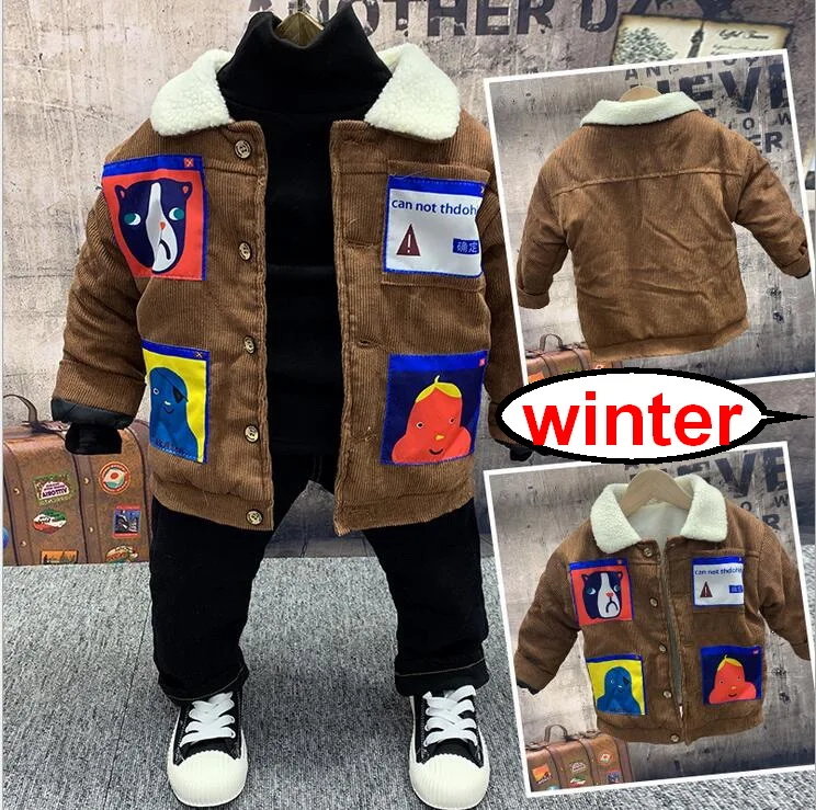 

Baby Boy winter Clothes Set Toddler Kids Clothing set boys Warm coats,thick t-shirts,thick jeans 3Pcs/set 2-6Years