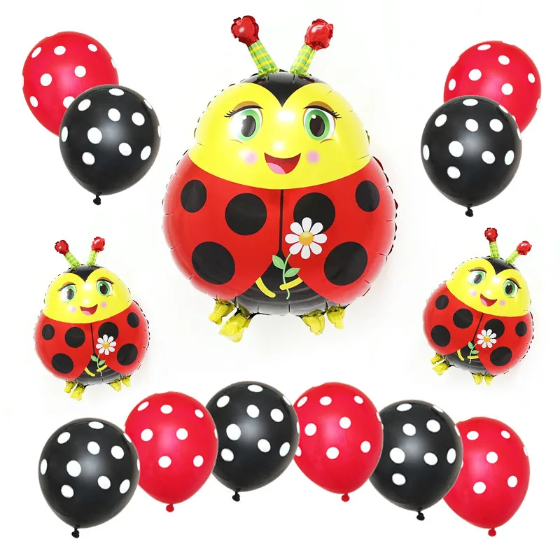 

Insect little bee shape foil balloons birthday package miraculous ladybug cartoon animal balloon wave dot round latex balloon