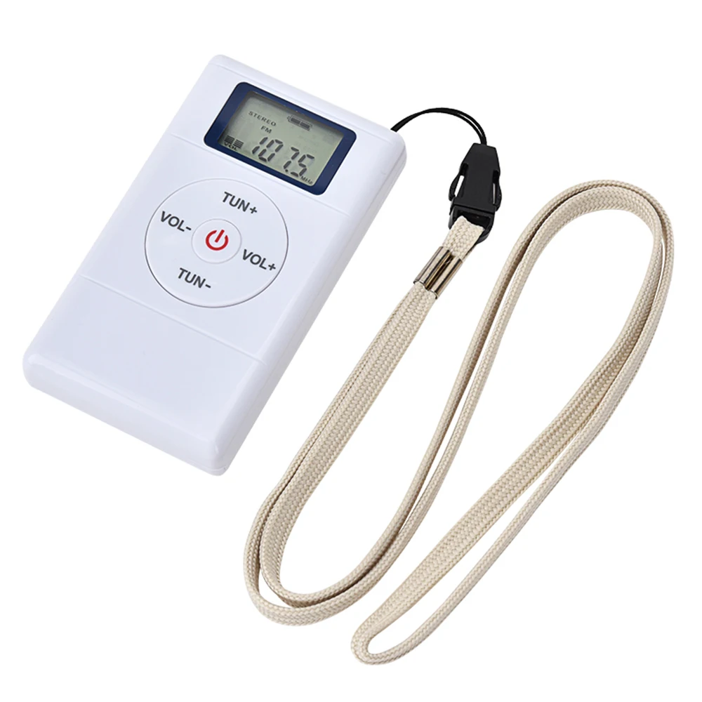 Portable Mini FM Radio Stereo DSP Digital Clip-on Conference Receiver 108MHz with Earphone Lanyard Display Screen | Электроника