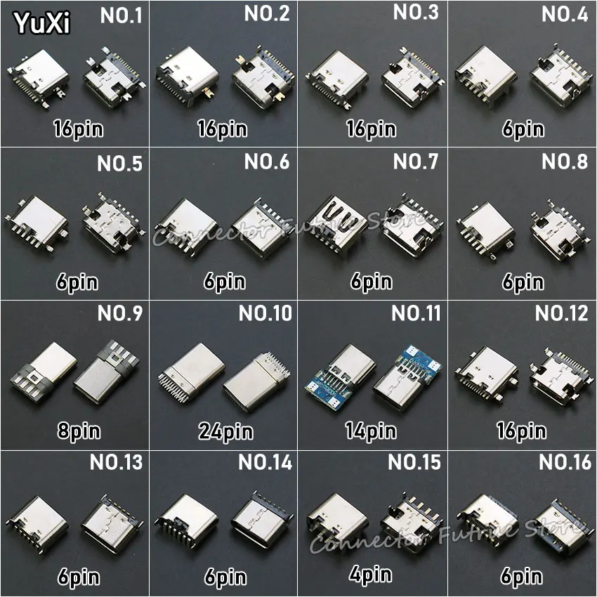 

16Models Micro USB Type C Connector jack Charging Dock port Plug Type-C Socket Female Male jack For Xiaomi Huawei Samsung SONY