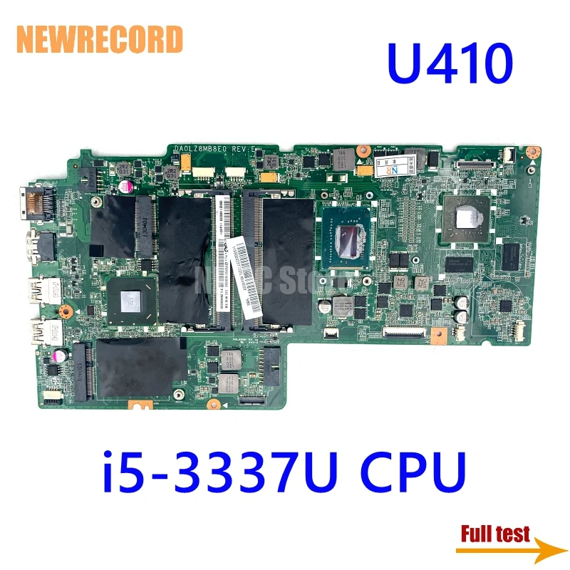 Материнская плата ноутбука Lenovo Ideapad U410 DA0LZ8MB8E0 с процессором I5-3337U, чипсетом HM77 и видеокартой N13P-GE1-S-A1 DDR3, прошедшая полное тестирование.