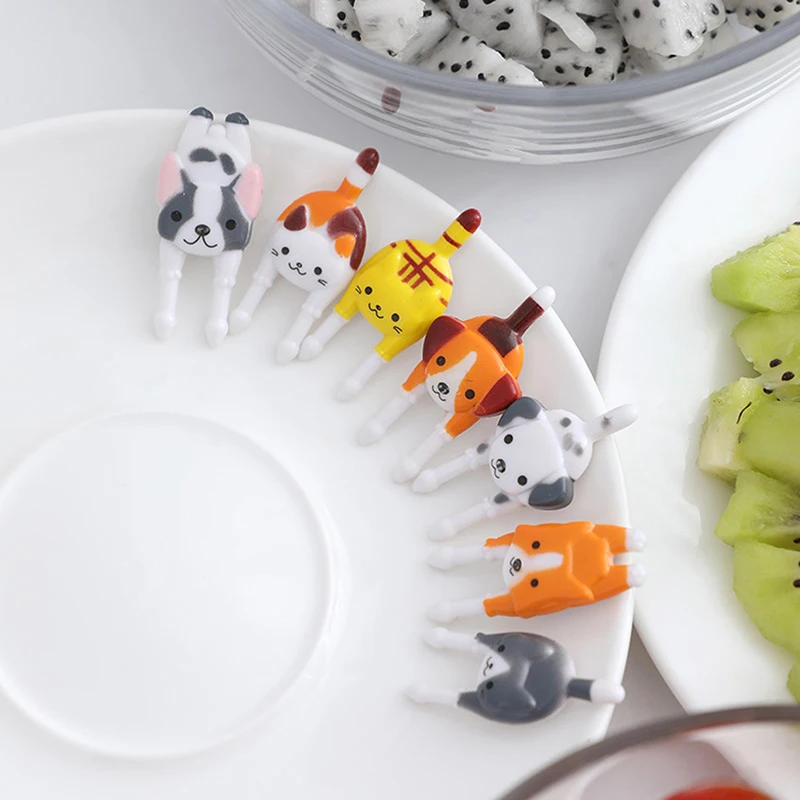 2-18pcs Animal Farm Fruit Fork Mini Cartoon Children Snack Cake Dessert Food Pick Toothpick Bento Lunches Party Decor - купить по