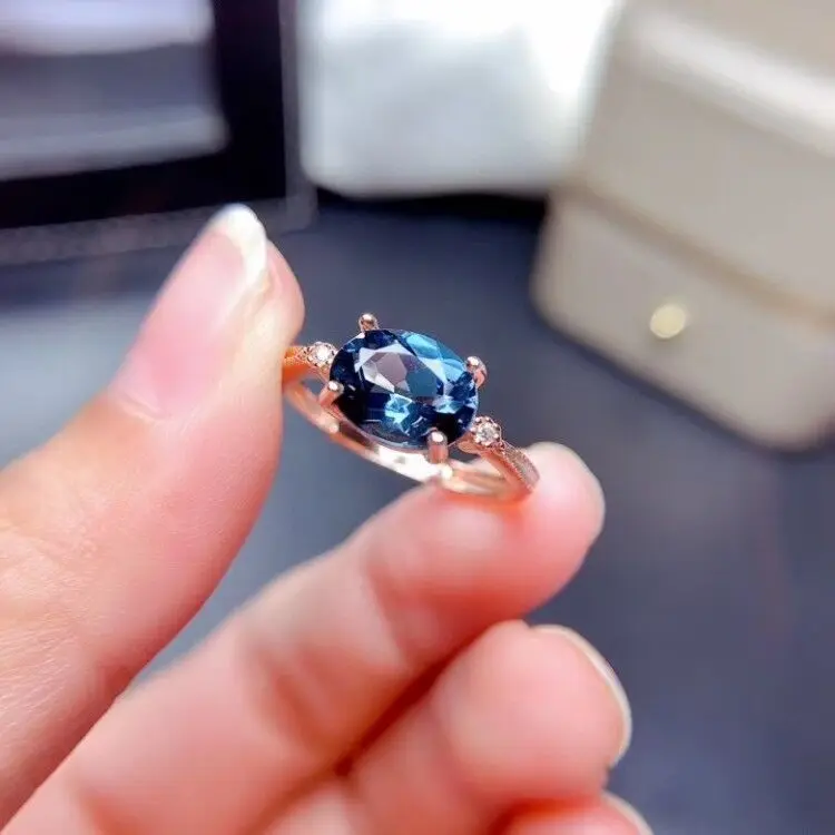 

Женское кольцо с топазом MeiBaPJ, серебряное кольцо с натуральным Лондоном и голубым топазом, вечерние ювелирные изделия из настоящего 925 пробы