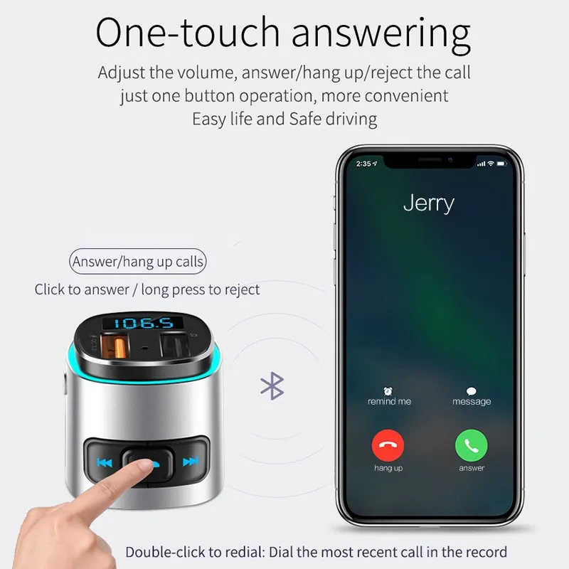 Автомобильный Bluetooth передатчик FM зарядное устройство AUX модификатор 4 2