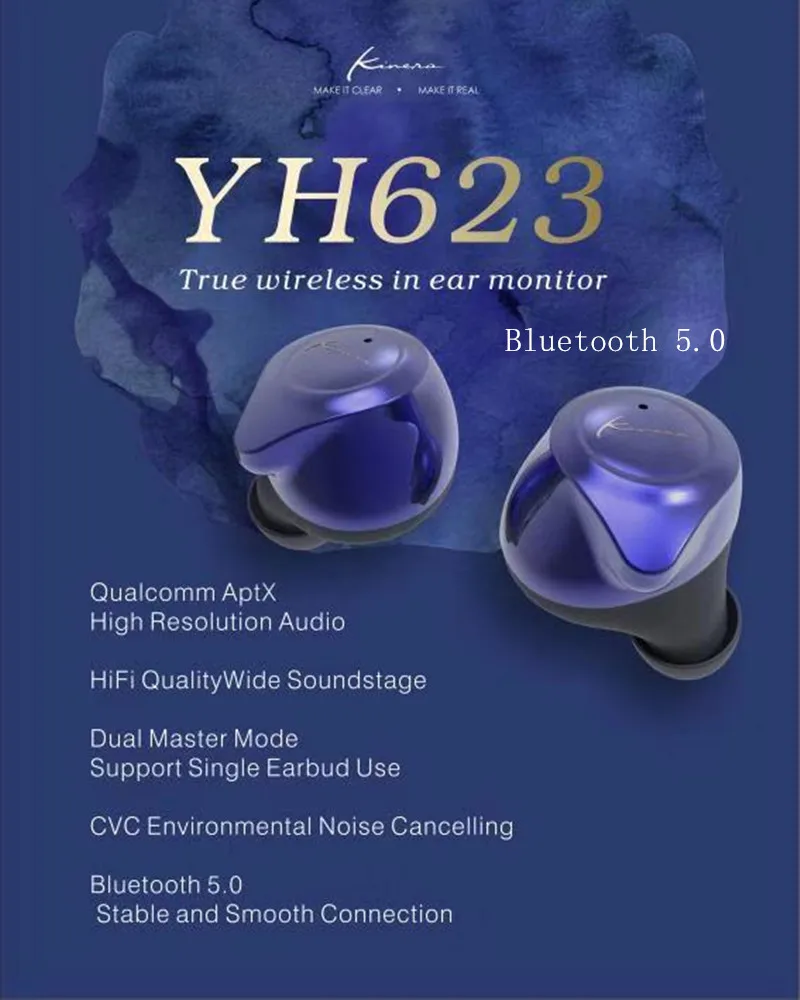 KINERA YH623 наушники вкладыши TWS с Беспроводной Bluetooth 5 0 в ухо монитор Шум отмены HIFI DJ O5